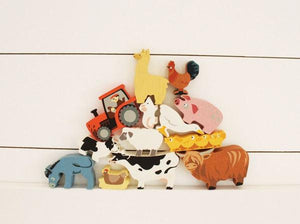 Coffret animaux de la ferme - 13 Figurines en bois