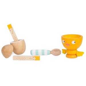 Set oeufs à la coque et coquetier poussin - jouet en bois écologique - Le toy van - détails