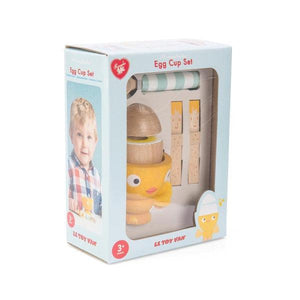 Set oeufs à la coque et coquetier poussin - jouet en bois écologique - Le toy van - packaging