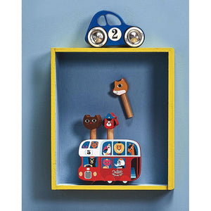 Jouet en bois et ses figurines à faire sauter - Pop-up autobus - Illustré par Ingela P.Arrhenius - Vilac