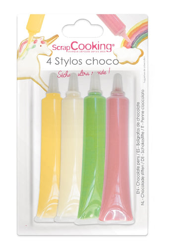 4 Stylos de cuisine Multicolores chocolat - couleurs pastel