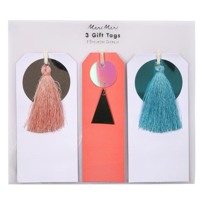 3 étiquettes cadeau à pompon-Meri Meri-Anniversaire coloré des enfants