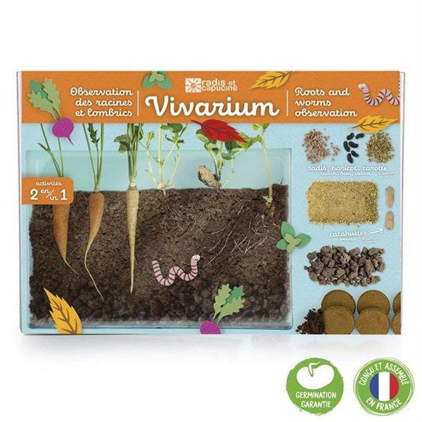 Coffret de jardinage - Vivarium d'observation des racines - Radis et Capucine