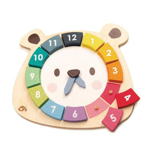 Horloge l'ours coloré - Jouet éducatif en bois