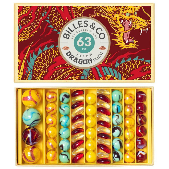 Boîte de 63 billes Dragon Yuzu - Billes & co - Idées cadeaux pour enfant à chaque âge