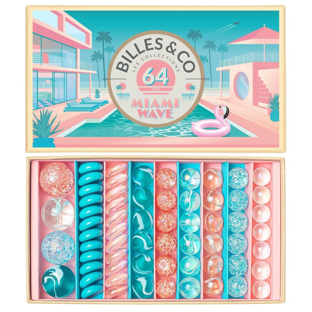 Boîte de 64 billes Miami Wave - Billes & co - Idées cadeaux pour enfant à chaque âge