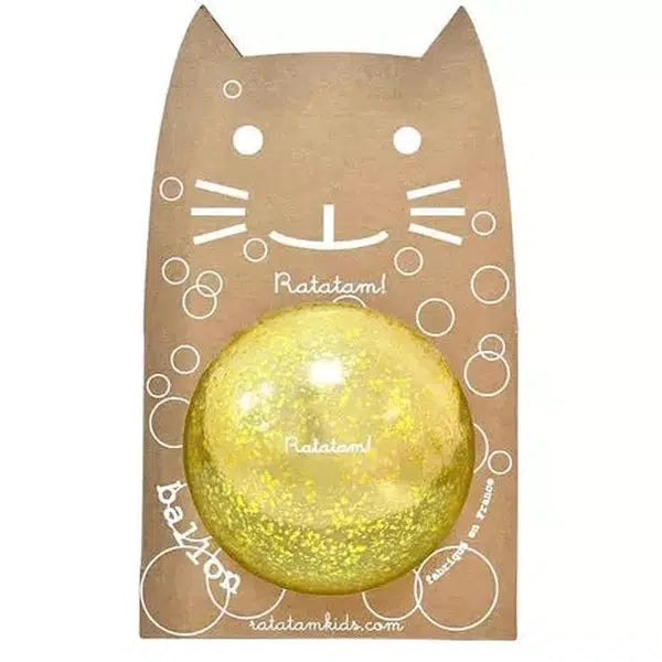 Ballon transparent à paillettes jaunes diam. 15cm - Ratatam