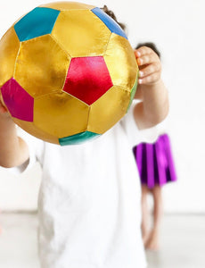 Ballon de foot à gonfler en tissu - Doré diam. 22cm - Ratatam