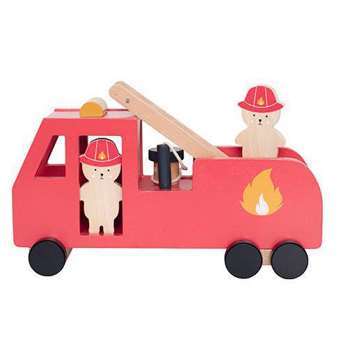 Camion de pompier - Jouet d'éveil en bois - Jabadabado