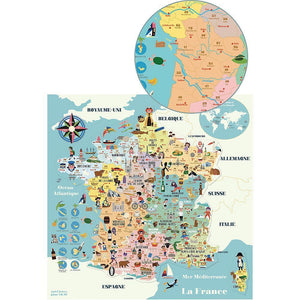 Carte de France magnétique en bois - Illustrée par Ingela P.Arrhenius - GRAFFITI