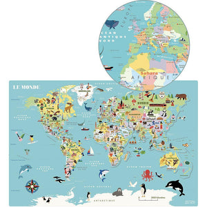 Carte du Monde magnétique en bois - Illustrée par Ingela P.Arrhenius - Vilac