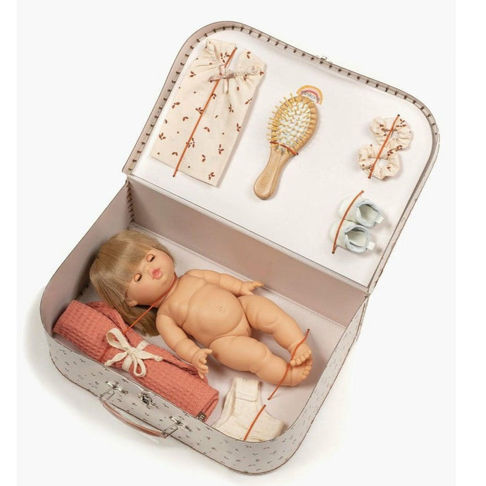 Ma valise d'antan - Coffret cadeau avec 1 poupée fille Zoé et ses accessoires - Thème Le Quotidien - Minikane