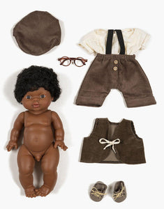 Ma valise d'antan - Coffret cadeau avec 1 poupée petit garçon Jaro et ses accessoires - Thème Bohemian Chic - Minikane