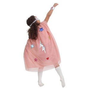 Déguisement portée - Kit de déguisement super héroïne rose avec cape, masque et poignets 3-6 ans - Meri meri