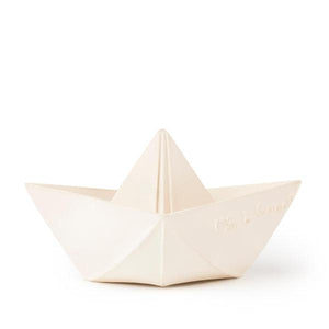 Bateau origami blanc - Jouet de bain écologique - Oli & Carol