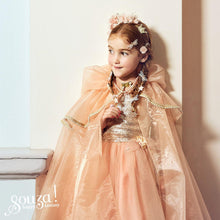 Charger l&#39;image dans la galerie, Déguisement robe de princesse Giselle enfant 3-4 ans, couleur rose saumon avec tulle et bustier paillettes - Souza