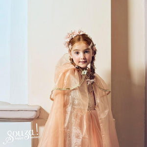 Déguisement robe de princesse Giselle enfant 3-4 ans, couleur rose saumon avec tulle et bustier paillettes - Souza