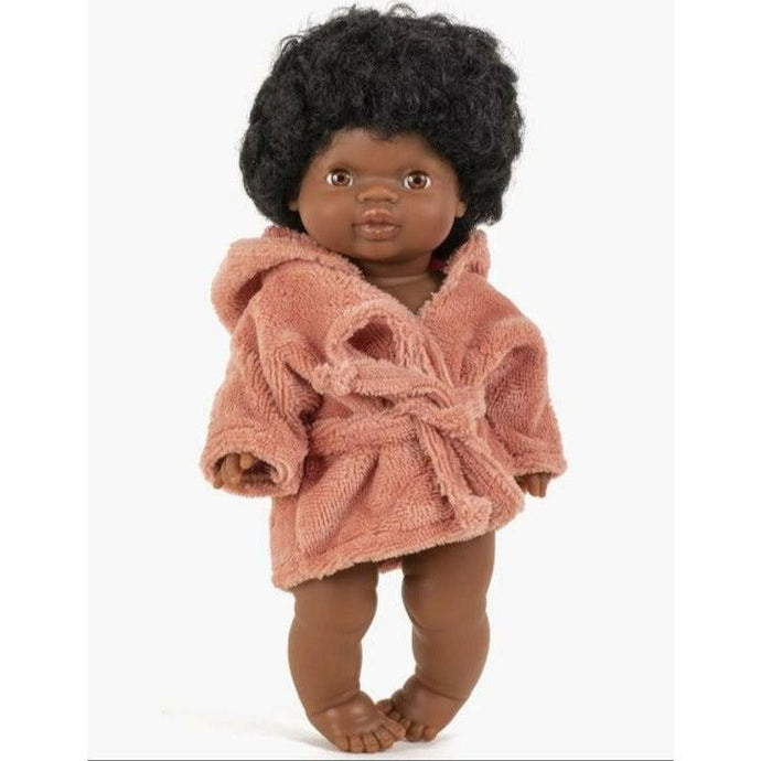 Peignoir Teddy en tissu éponge couleur Marsala - Vêtement pour poupée et poupon - Minikane