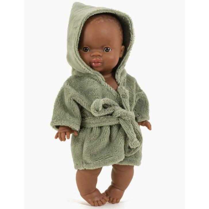 Peignoir Teddy en tissu éponge couleur Vert amande - Vêtement pour poupée et poupon - Minikane