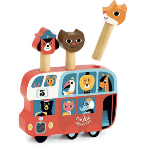 Jouet en bois et ses figurines à faire sauter - Pop-up autobus - Illustré par Ingela P.Arrhenius - Vilac