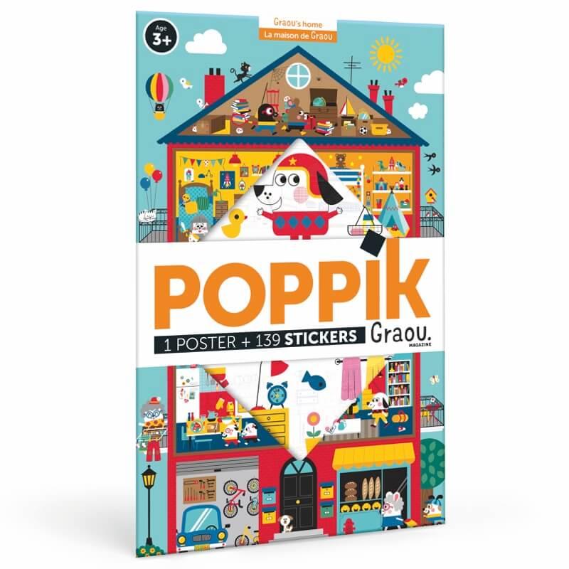 Poster pédagogique et 100 stickers La maison de Graou - Poppik