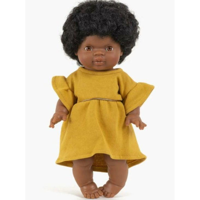 Robe Daisy en molleton couleur Moutarde - Vêtement pour poupée et poupon - Minikane