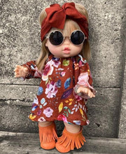 Charger l&#39;image dans la galerie, Robe bohème couleur brique à fleurs - Vêtement pour poupée et poupon - By bobbie