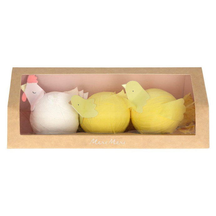 Set de 3 boules surprises, une poule et deux poussins - Meri Meri