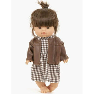 Veste Nickie en simili cuir marron - Vêtement pour poupée et poupon - Minikane