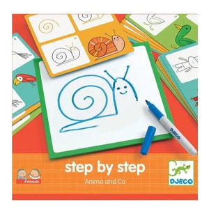 Apprendre à dessiner - Step by Step Animals & Co-2-Djeco-Kit créatif pour enfant