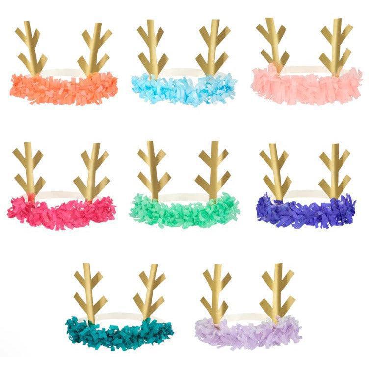 Set de 8 bandeaux rennes à froufrous en papier (8  couleurs) - Meri Meri