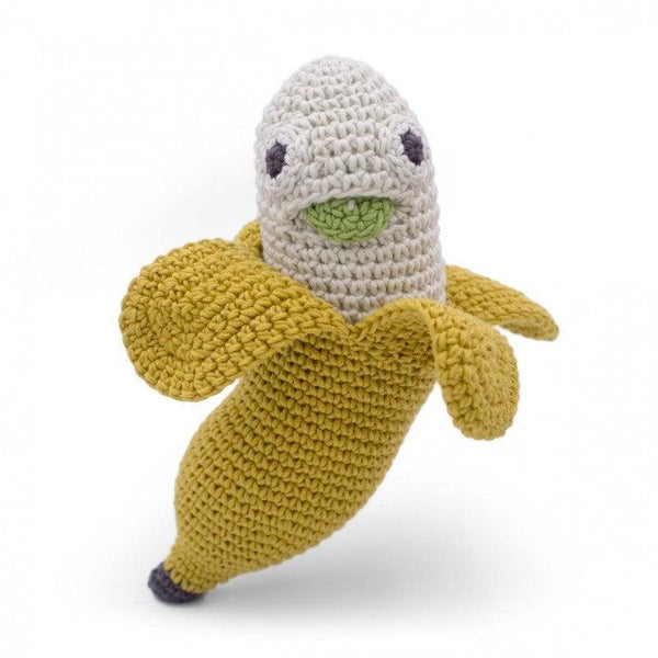 Barbara la Banane - Hochet pour bébé en crochet coton bio - Myum - idée cadeau de naissance original