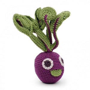  Betty la Betterave - Hochet pour bébé en crochet coton bio - Myum -idée de cadeau de naissance original