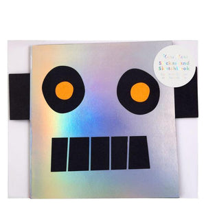 Cahier de dessin et stickers - Robot-7-Meri Meri-Anniversaire pour enfants sur le thème de l'espace et des robots
