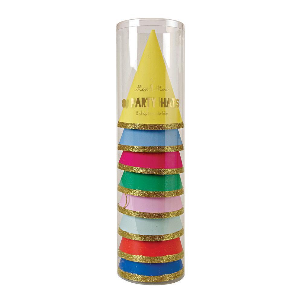 Chapeaux en carton coloré - Pack de 8-Meri Meri-Anniversaire coloré des enfants