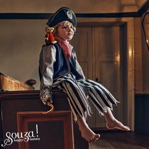 Déguisement pirate Duncan enfant 8-10 ans, avec perroquet et foulard