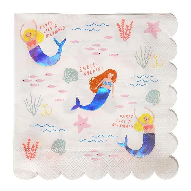 Grandes Serviettes en papier - Sirènes-Meri Meri-Anniversaire pour enfants sur le thème de l'océan, des pirates, des sirènes