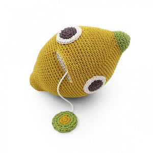 John Lemon - Boîte à musique citron en crochet coton bio - Myum - idée de cadeau de naissance original