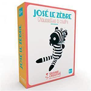 Kit de chaussettes à coudre José le zèbre-Graine créative-Kit créatif pour enfant