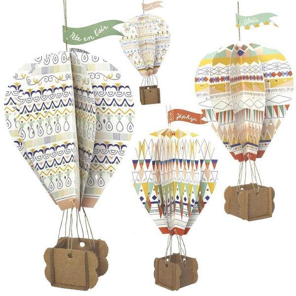 Mes montgolfières de rêve - 4 montgolfières + 4 nuages à créer-2-Pirouette Cacahouète-Kit créatif pour enfant