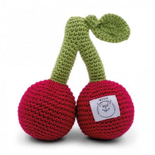 Charger l&#39;image dans la galerie, Les Soeurs Cerises - Hochet pour bébé en crochet coton bio - Myum - idée de cadeau de naissance original