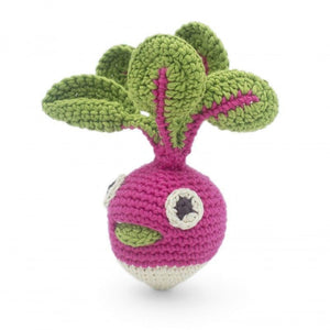 Louie Le Radis Rond - Hochet pour bébé en crochet coton bio - Myum - idée de cadeau de naissance original 