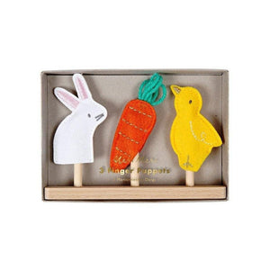 Set de 3 marionnettes à doigts: carotte, lapin, poussin - Meri Meri