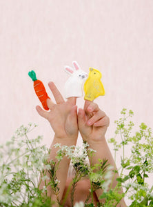 Set de 3 marionnettes à doigts: carotte, lapin, poussin - Meri Meri-4