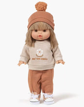 Charger l&#39;image dans la galerie, Bonnet Marius en molleton couleur cassonade - Accessoire pour poupée et poupon
