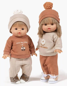 Ensemble Jean-Claude Etoile des neiges couleur lin et cassonade - Vêtement pour poupée et poupon